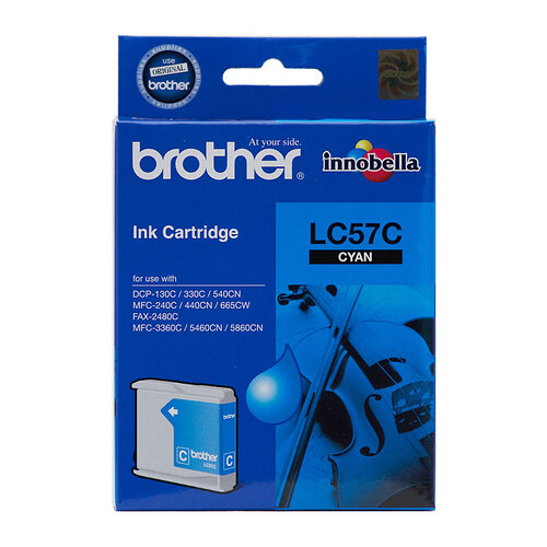 Brother LC-57C Cyan Ink Cartridge- FAX-2480C, DCP-130C/330C/540CN/350C, MFC-240C/440CN/3360C/5460CN/5860CN/665CW/465CN/685CW/885CW- up to 400 pages - Main Image