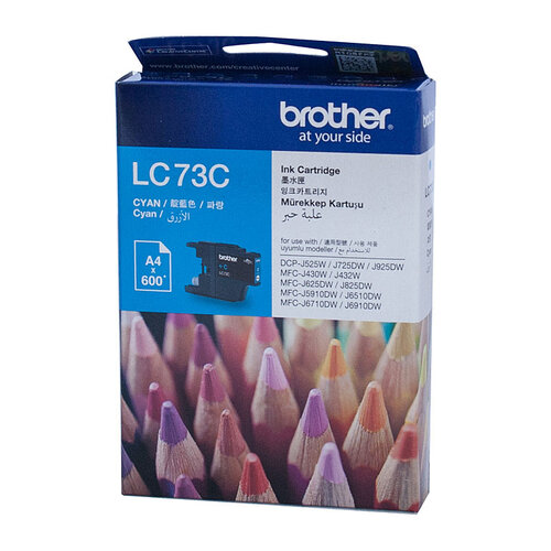 Brother LC-73C Cyan High Yield Ink - DCP-J525W/J725DW/J925DW, MFC-J6510DW/J6710DW/J6910DW/J5910DW/J430W/J432W/J625DW/J825DW - up to 600 pages - Main Image