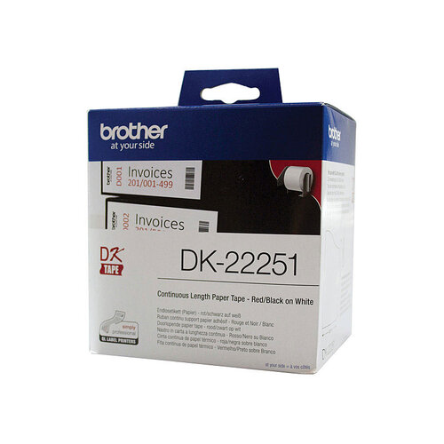 Brother DK-22251 Consumer Paper Roll - PAPER ROLL 62MM X 15.24M (WITH BLACK/RED PRINT) - Main Image