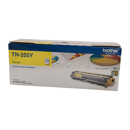 Brother TN-255Y Colour Laser Toner - Yellow High Yield Cartridge- HL-3150CDN/3170CDW/MFC-9140CDN/9330CDW/9335CDW/9340CDW /DCP-9015CDW2,200 Pages - Main Image