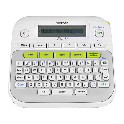 Brother PT-D210 P-Touch Labeller, Up to 12mm, One Touch, Silver/White 3 years - Main Image