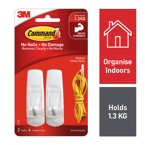 COMMAND Hook 17001ANZ Medium Pack of 2 Box of 6 - Main Image