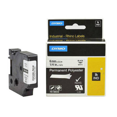DYMO Black on White 6mm Tape - Main Image