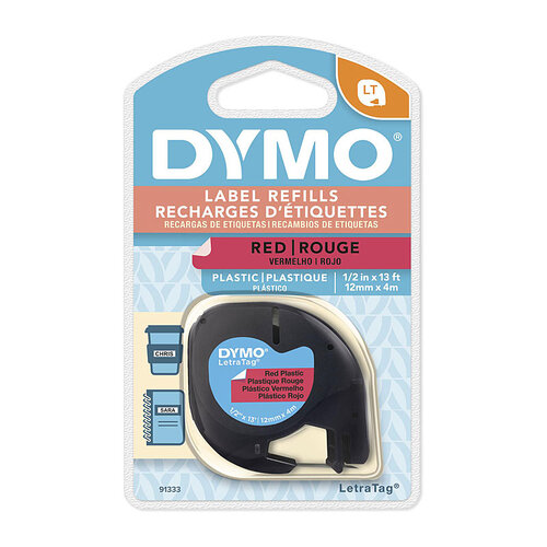 DYMO Light Plastic 12mm x 4m Red - Main Image