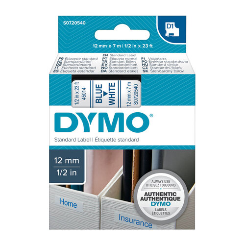DYMO Blue on White 12mmx7m Tape - Main Image