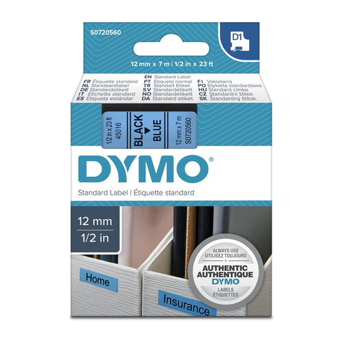 DYMO Black on Blue 12mmx7m Tape - Main Image