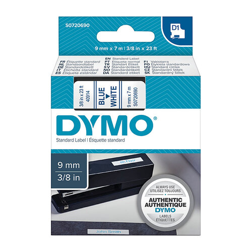 DYMO Blue on White 9mm x7m Tape - Main Image