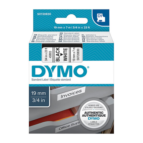 DYMO Black on White 19mmx7m Tape - Main Image