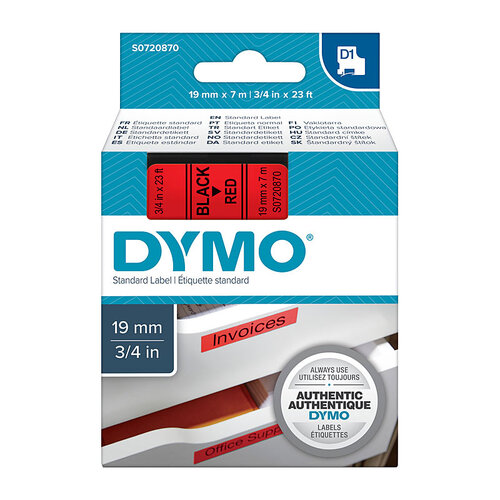 DYMO Black on Red 19mmx7m Tape - Main Image