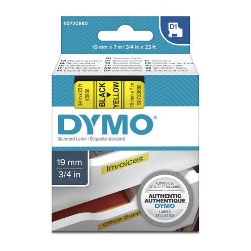 DYMO Black on Yellow 19mmx7m Tape - Main Image