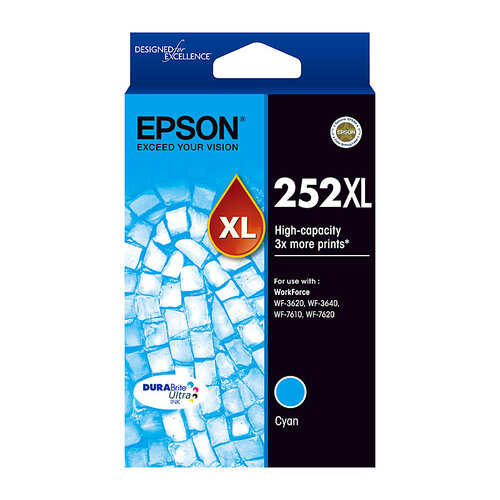 EPSON 252XL Cyan Ink Cartridge Suits WF3620/3640/7610/7620 - Main Image