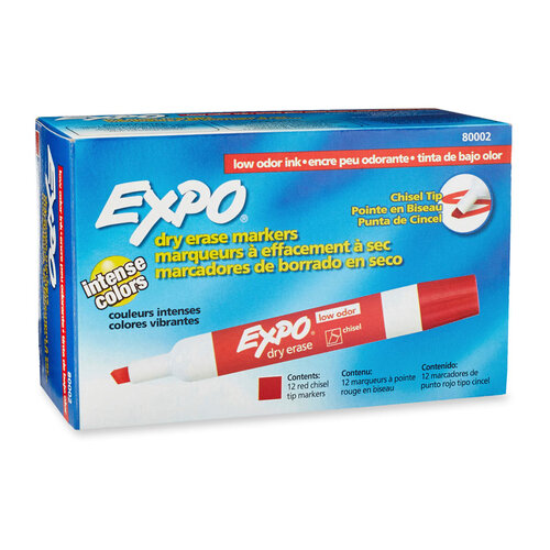 EXPO White Board Marker Chisel Tip Red Color Box of 12 - Main Image