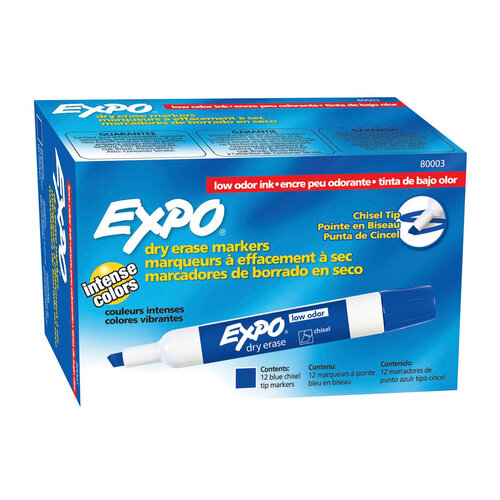 EXPO White Board Marker Chisel Tip Blue Color Box of 12 - Main Image