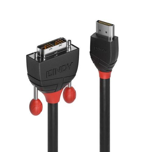 LINDY 1m HDMI-DVI-D Cable Black Line - Main Image