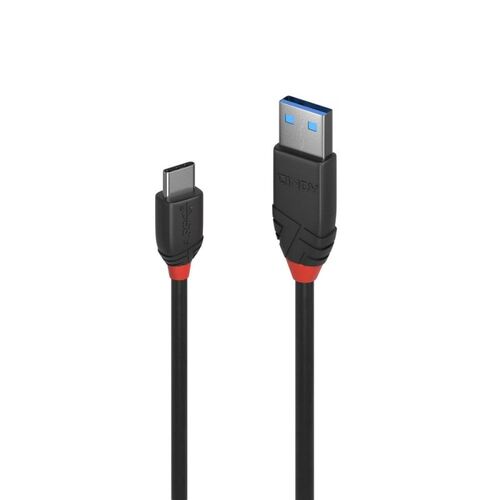 LINDY 1.5m USB C-A 3A Cable Black Line - Main Image