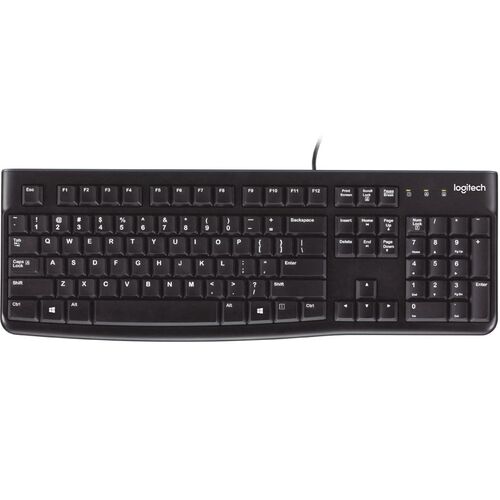 LOGITECH K120 Keyboard Quiet typing Spill-resistant Durable keys Thin profile Curved space bar Adjustable tilt legs - Main Image