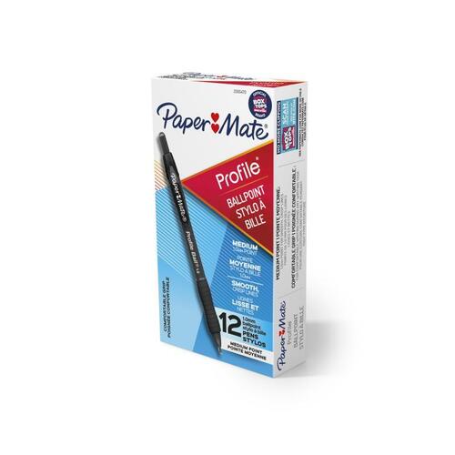 PAPER MATE Profile Ball Pen 1.0mm Black Box of 12 - Main Image