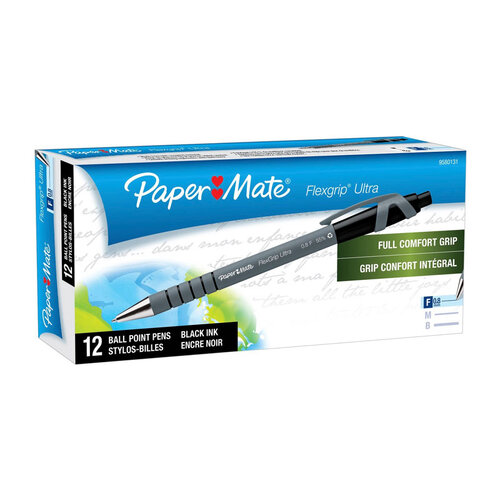 PAPER MATE Flexi Grip Retractable Ball Pen 0.8mm Black Box of 12 - Main Image
