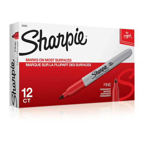 SHARPIE Fine Point Permanent Marker Red Box of 12 - Main Image