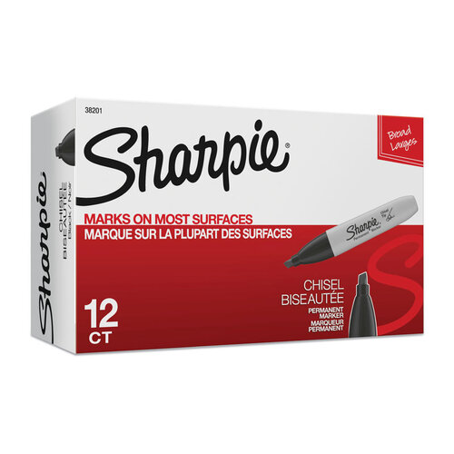SHARPIE Chisel Tip Permanent Marker Black Box of 12 - Main Image