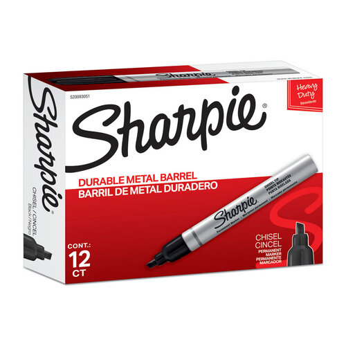 SHARPIE Metal Finish Permanent Marker Chisel Tip Black Box of 12 - Main Image