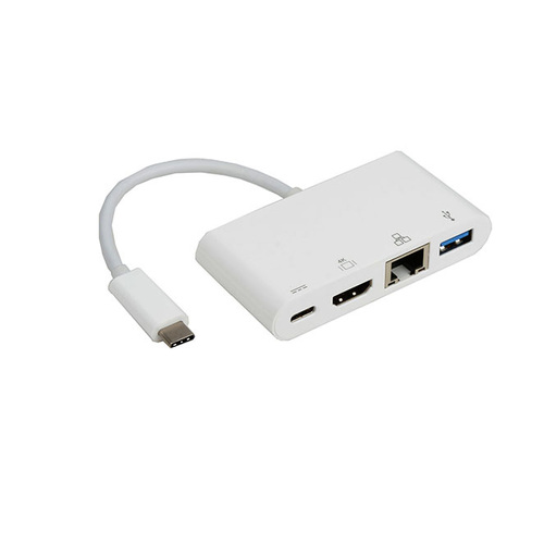 8WARE USB Type-C to USB 3.0 A + HDMI + Gigabit Ethernet with Type-C Charging Port Adapter Cable- Up to 60W - Main Image