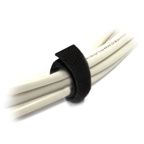 8WARE 25m x 12mm Wide Velcro Cable Tie Hook & Loop Continuous Double Sided Self Adhesive Fastener Sticky Tape Roll Black - Main Image