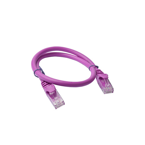 8WARE Cat6a UTP Ethernet Cable 25cm Snagless Purple - Main Image
