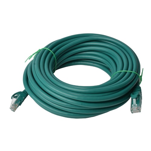 8WARE Cat6a UTP Ethernet Cable 30m Snagless Green - Main Image