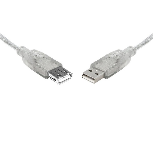 8WARE USB 2.0 Extension Cable 3m A to A Male to Female Transparent Metal Sheath Cable - Main Image