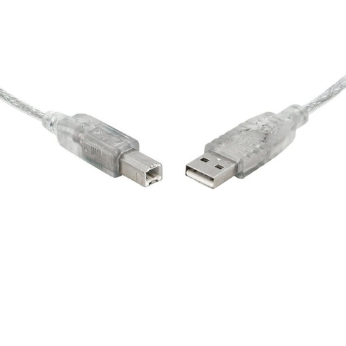 8WARE USB 2.0 Cable 3m A to B Transparent Metal Sheath UL Approved - Main Image