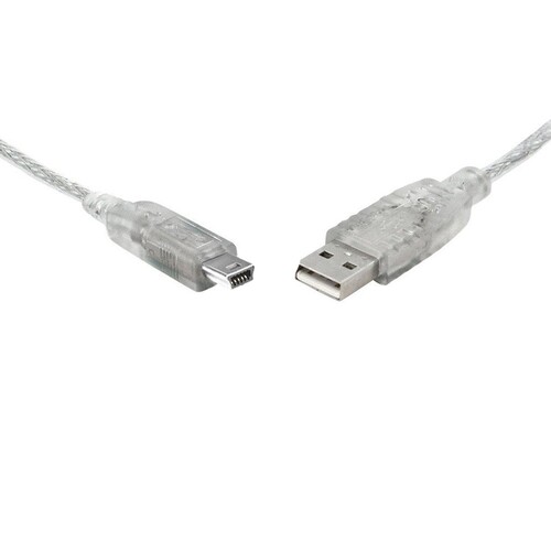 8WARE USB 2.0 Cable 3m A to B 5-pin Mini Transparent Metal Sheath UL Approved - Main Image