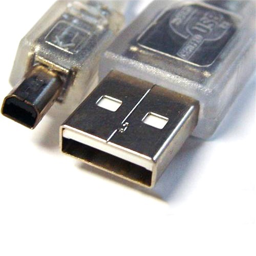8WARE USB 2.0 Cable 3m A to B 4-pin Mini Transparent Metal Sheath UL Approved - Main Image