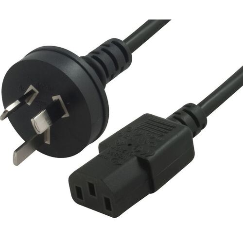 CABAC AU Power Cable 2m - Male Wall 240v PC to Power Socket 3pin to ICE 320-C13 for Notebook/ AC Adapter Black AU Certified Unbagged - Main Image