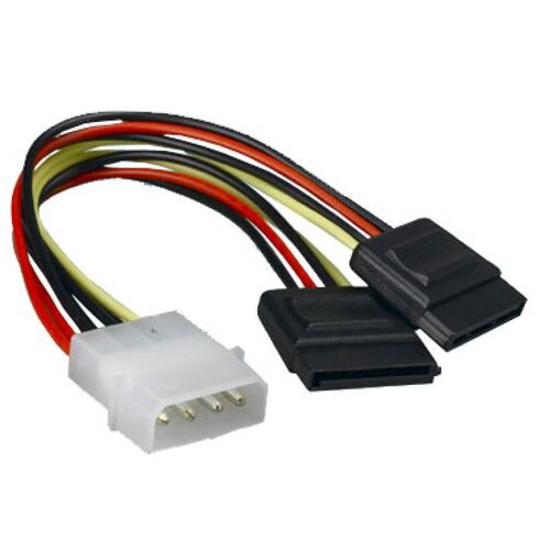 ASTROTEK Internal Power to SATA Molex Cable - 4 pins to 2x 15 pins 18AWG RoHS - Main Image