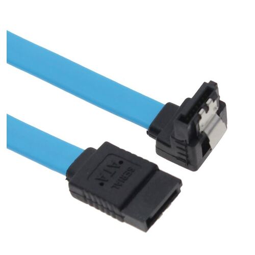 ASTROTEK SATA 3.0 Data Cable 50cm Male to Male 180 to 90 Degree with Metal Lock 26AWG Blue LS - Main Image