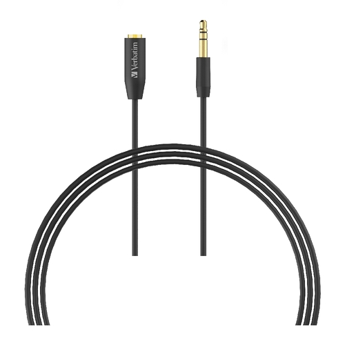 VERBATIM 3.5mm Aux Audio Extension Cable 3m - Black - Main Image