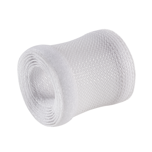 BRATECK Flexible Cable Wrap Sleeve with Hook and Loop Fastener 135mm/5.3' Width Material Polyester Dimensions 1000x135mm --White - Main Image