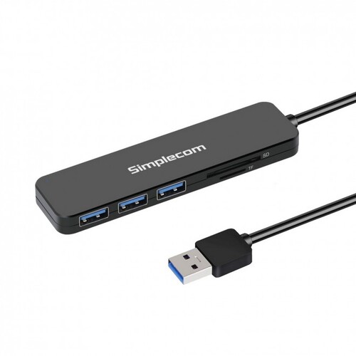 SIMPLECOM CH365 SuperSpeed 3 Port USB 3.0 (USB 3.2 Gen 1) Hub with SD MicroSD Card Reader - Main Image