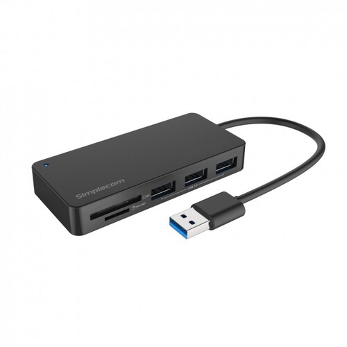 SIMPLECOM CH368 3 Port USB 3.0 Hub with Dual Slot SD MicroSD Card Reader - Main Image