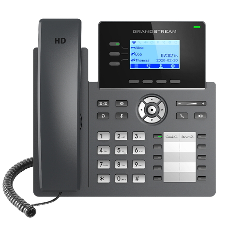 GRANDSTREAM GRP2604P 3 Line IP Phone, 6 SIP Accounts, 132x48 Backlit Screen, HD Audio, Powerable Via POE - Main Image