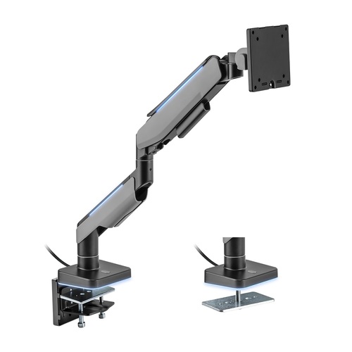BRATECK Single Heavy-Duty RGB Gaming Monitor Arm Fit Most 17'-49' Monitor VESA 75x75,100x100 - Main Image