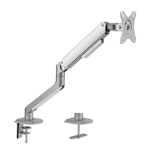 BRATECK Single Monitor Economical Spring-Assisted Monitor Arm Fit Most 17'-32' Monitors, Up to 9kg per screen VESA 75x75/100x100 Matte Grey - Main Image