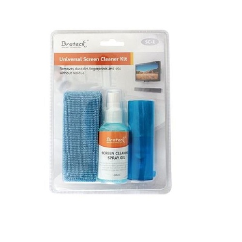 Brateck 3-In-1 Screen Cleaner Kit 1 x 60ml Screen Cleaner + 1 x 200x200mm Pearl Cloth + 1 x Soft Brush - Main Image