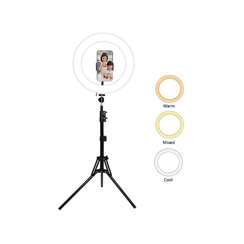 OTHER LED Ring Light SCX-818B 3 light colours 120 LED bulbs 360° up/down rotation Tripod 50-160cm 2m USB cord with holder - Main Image