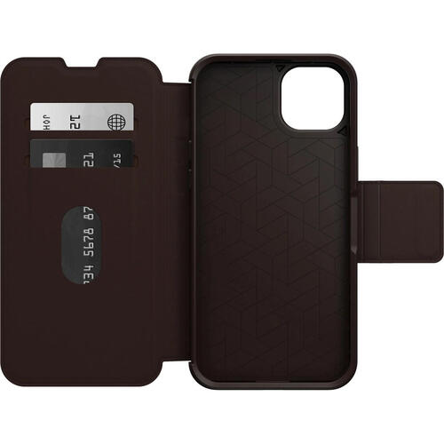 OTTERBOX Apple iPhone 14 Plus Strada Series Case - Espresso (Brown) (77-88554), Wireless Charge Compatible, Credit Card Storage - Main Image
