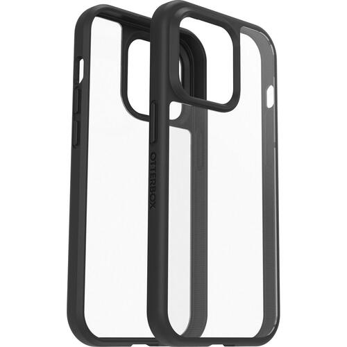 OTTERBOX Apple iPhone 14 Pro React Series Antimicrobial Case - Black Crystal (Clear/Black) (77-88890), Raised Edges Protect Screen & Camera - Main Image