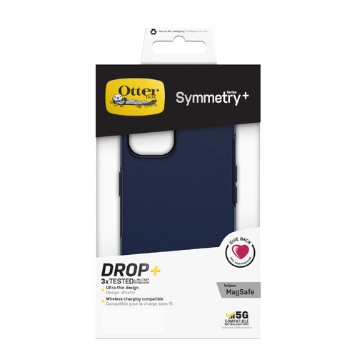OTTERBOX Apple iPhone 13 Symmetry Series+ Antimicrobial Case with MagSafe - Navy Captain (Blue) (77-85617), Wireless charging compatible - Main Image