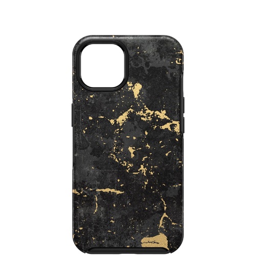 OTTERBOX Apple iPhone 13 Symmetry Series Antimicrobial Case - Enigma Graphic (Black/Gold) (77-85373), Wireless charging compatible, Ultra-thin design - Main Image