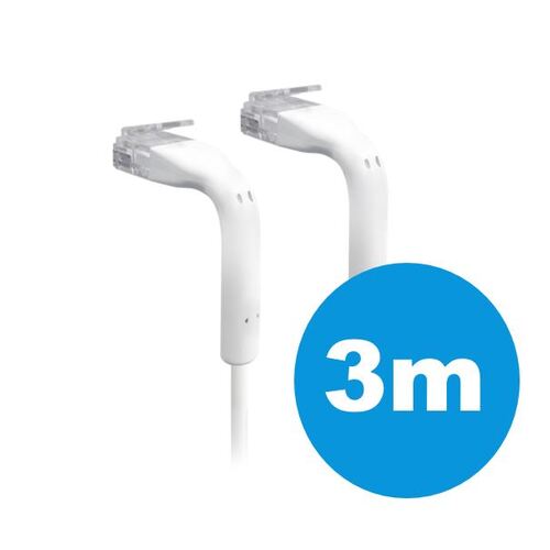 UBIQUITI patch cable with both end bendable RJ45 3m - White - Main Image